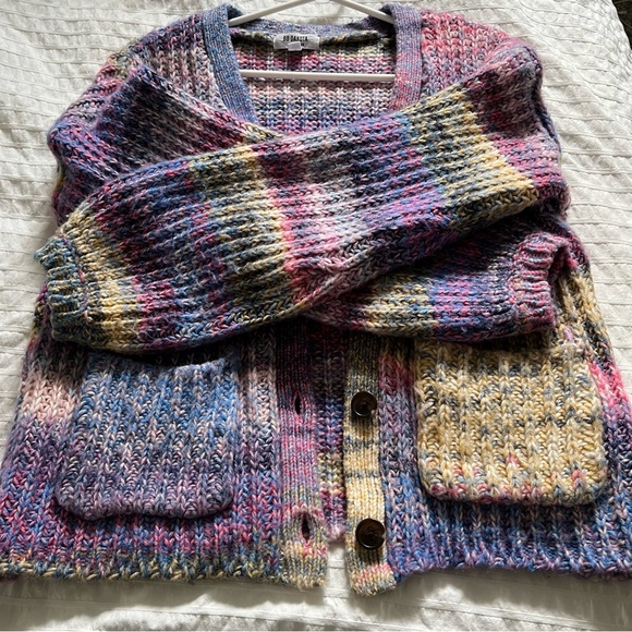 Steve Madden multi colour crocheted button up sweater - Picture 3 of 8